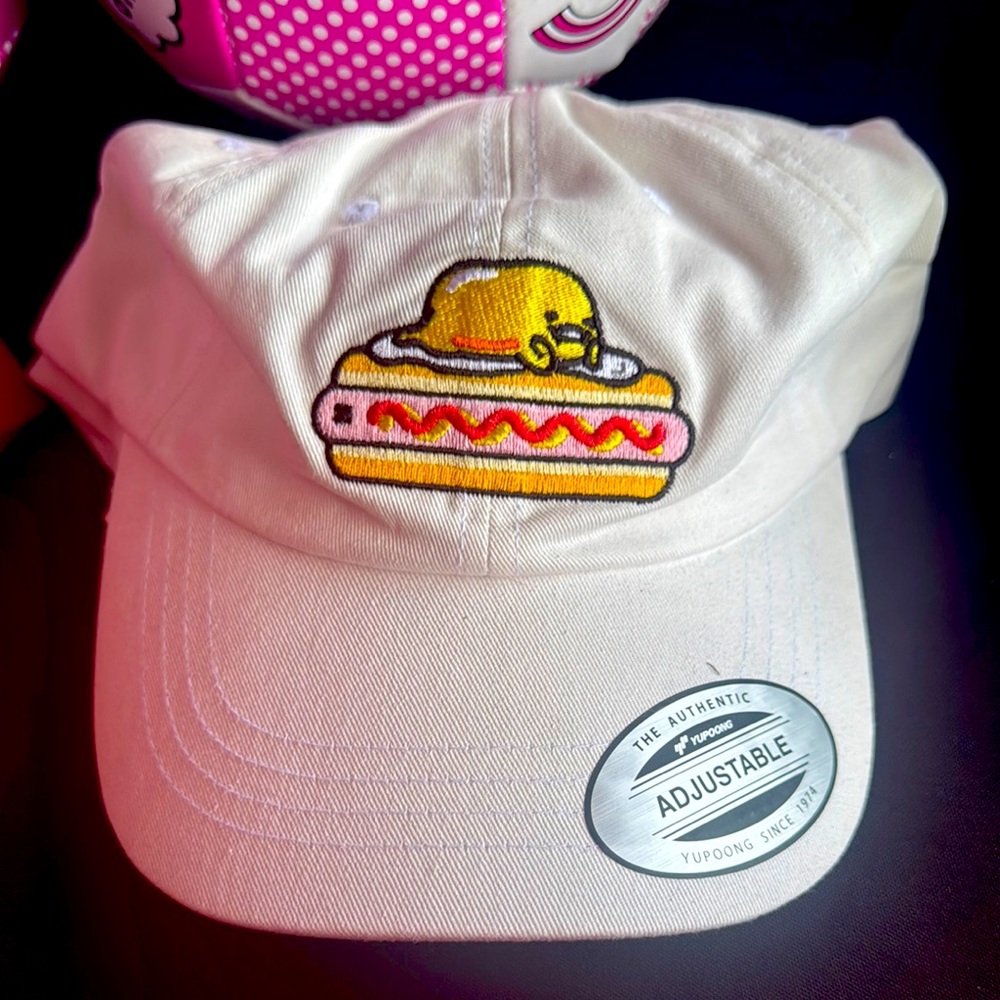 White Cap with Hot Dog Embroidery